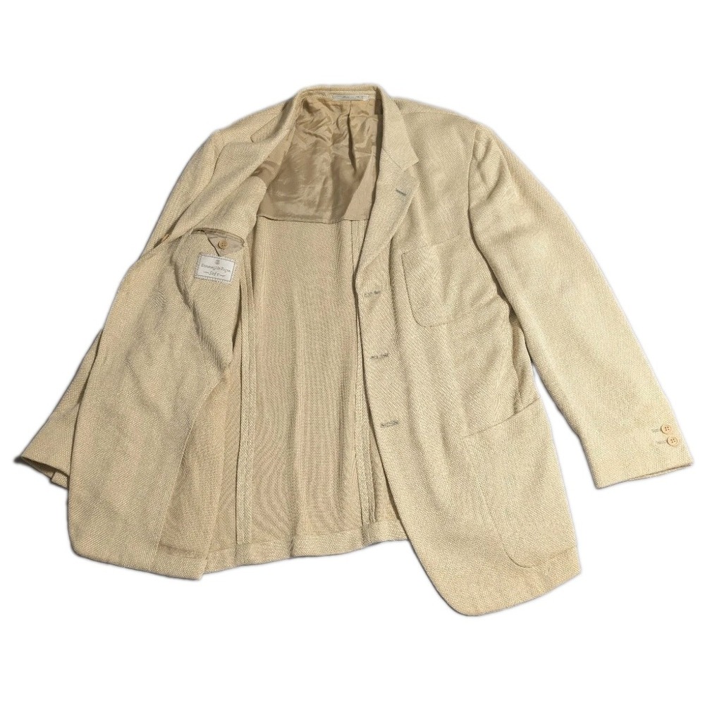 Ermenegildo Zegna Soft Sport Coat Mens 42R Cream Textured Wool Silk Blazer Italy